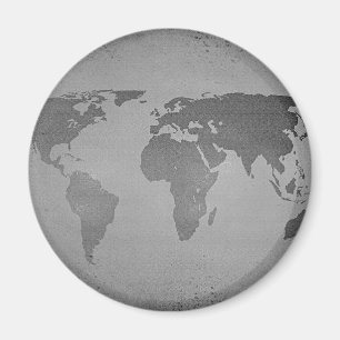 Imán Mapa del mundo blanco y negro vintage