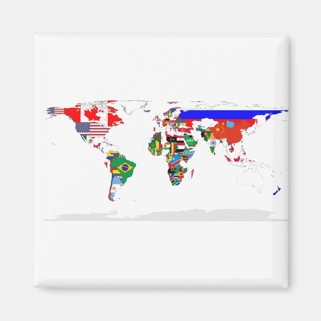 Imán Mapa del mundo de colores abstractos (Frente)