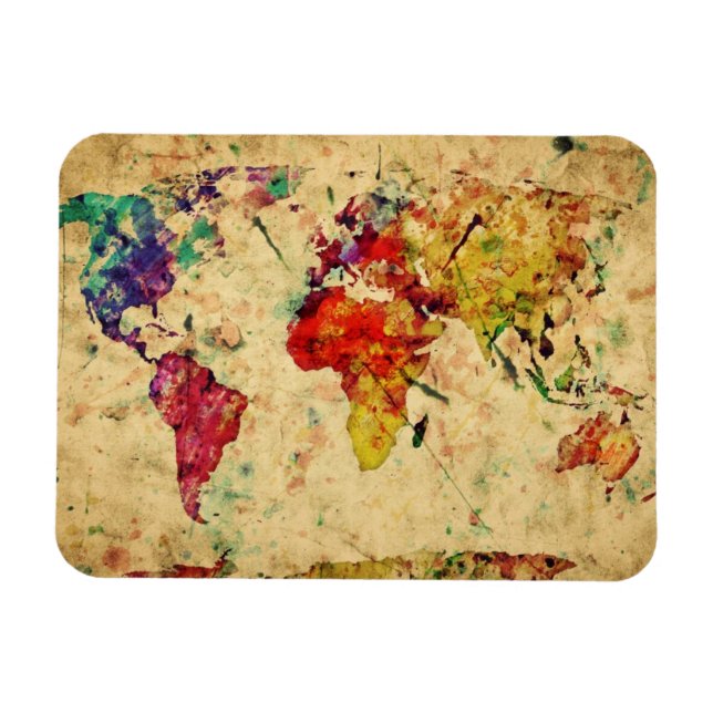 Imán Mapa del mundo de la cosecha (Horizontal)