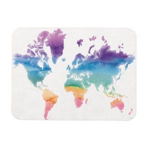 Imán Mapa del mundo de las acuarelas