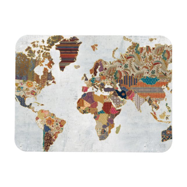 Imán Mapa del mundo de patrones (Horizontal)