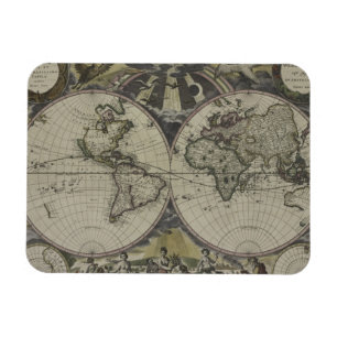 Imán Mapa del mundo doble el   1672 del hemisferio