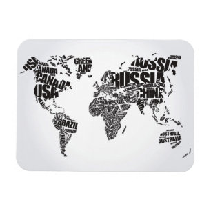 Imán Mapa del mundo en tipografía