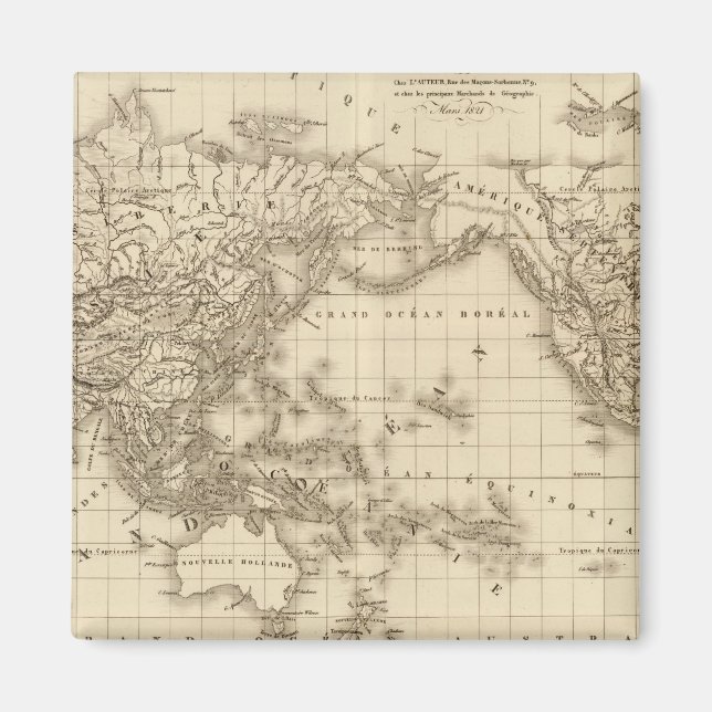 Imán Mapa del mundo físico (Frente)