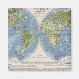 Imán Mapa del mundo que muestra alturas de la