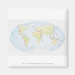Imán Mapa del mundo que muestra sitios de la actividad