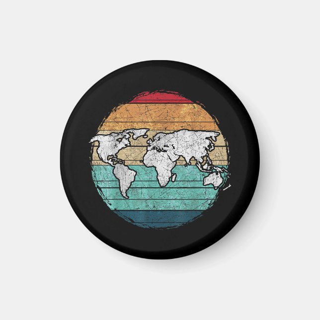 Imán Mapa del mundo retro (Frente)