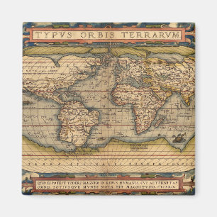 Imán Mapa del mundo vintage de Abraham Ortelius 1564