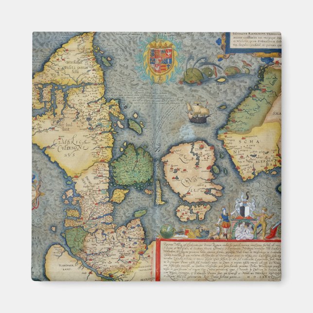 Imán Mapa del norte de Europa, de 'Civitates Orbis Terr (Frente)