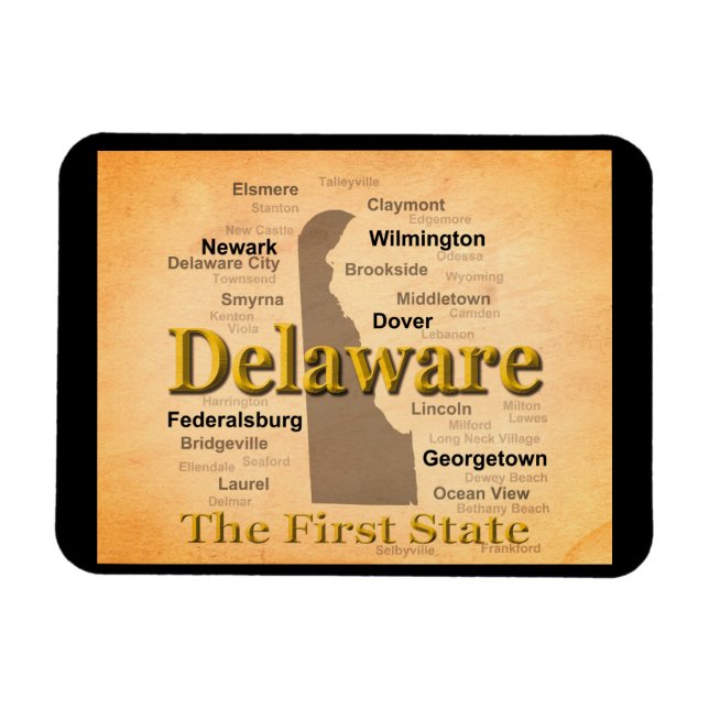 Imán Mapa del Orgullo del Estado de Delaware (Horizontal)