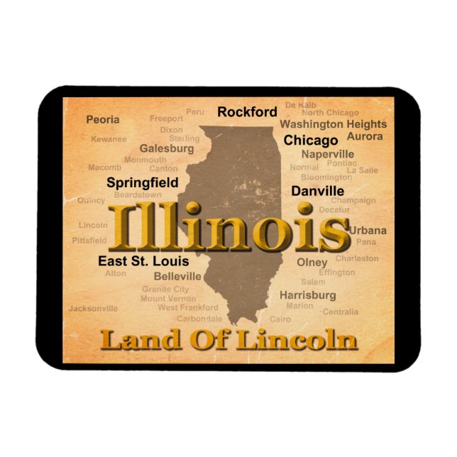 Imán Mapa del Orgullo del Estado de Illinois (Horizontal)