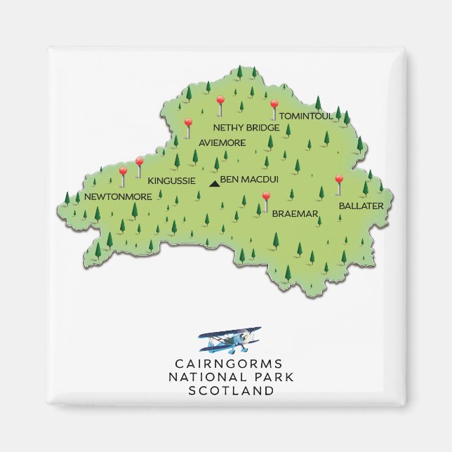 Imán Mapa del Parque Nacional de Cairngorms (Frente)