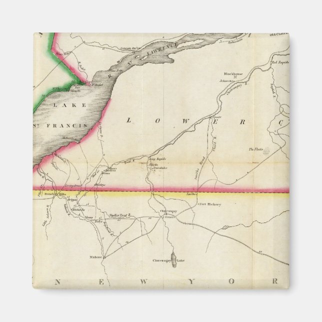 Imán Mapa del río San Lorenzo y el país adyacente (Frente)