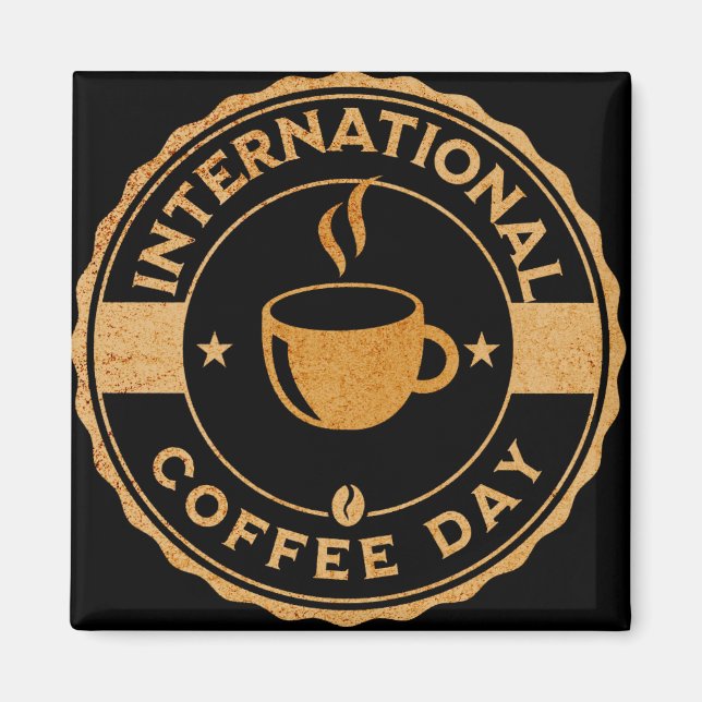 Imán Mapa del Rótulo del Día Internacional del Café (Frente)