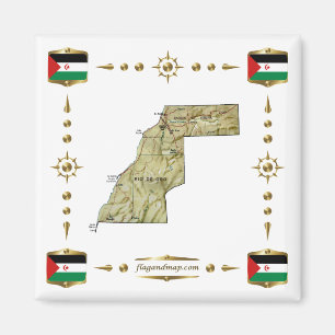 Imán Mapa del Sahara Occidental + Magnate de banderas