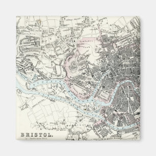 Imán Mapa del siglo XIX de la Inglaterra de Bristol