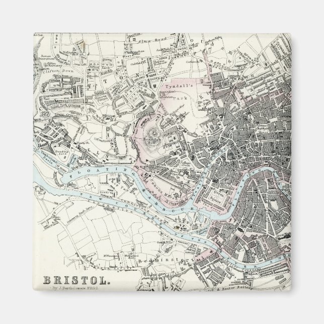 Imán Mapa del siglo XIX de la Inglaterra de Bristol (Frente)