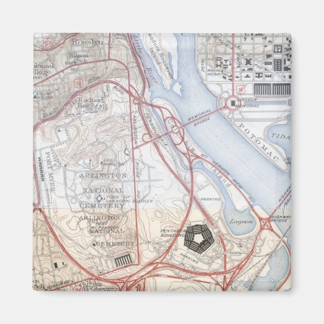 Imán Mapa del sistema de carreteras del Pentágono (Frente)