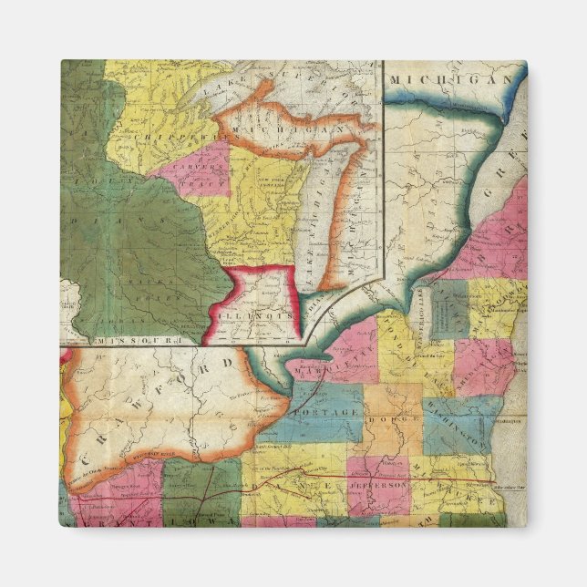 Imán Mapa del Territorio Asentado de Wisconsin (Frente)