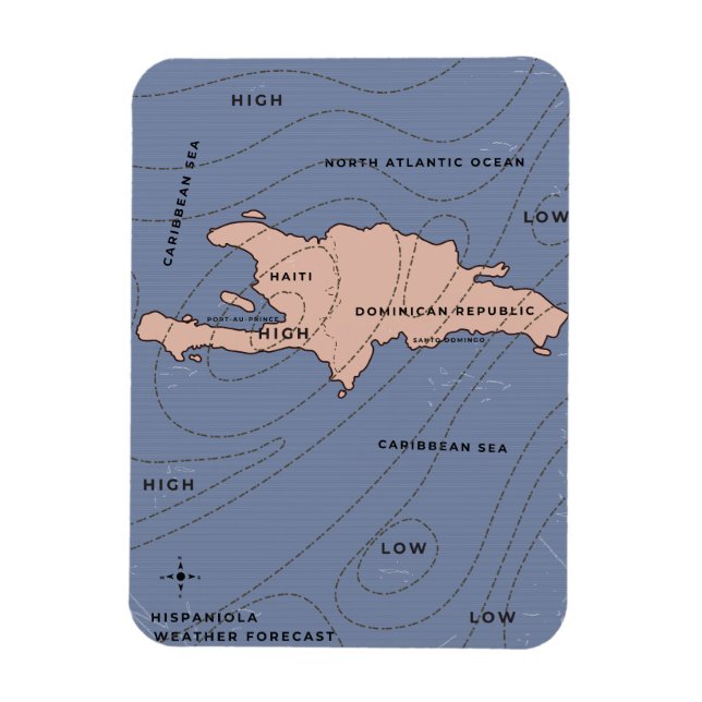 Imán Mapa del tiempo de La Española (Vertical)