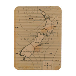Imán Mapa del tiempo de vintage de Nueva Zelanda