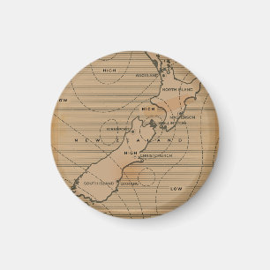 Imán Mapa del tiempo de vintage de Nueva Zelanda