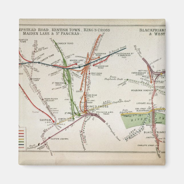 Imán Mapa del transporte de Londres, c.1915 (Frente)