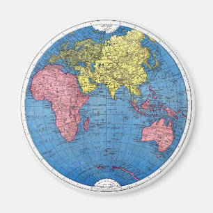 Imán Mapa del vintage 1915 del globo del atlas del