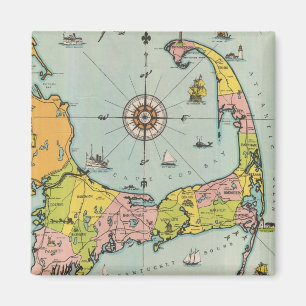 Imán Mapa del vintage de Cape Cod