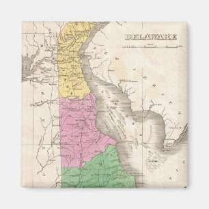 Imán Mapa del vintage de Delaware (1827)