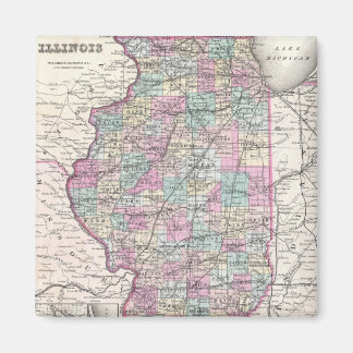 Imán Mapa del vintage de Illinois (1855)