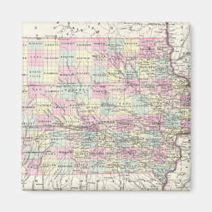 Imán Mapa del vintage de Iowa (1855)