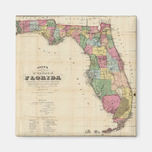 Imán Mapa del vintage de la Florida (1870)