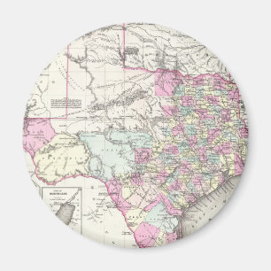 Imán Mapa del vintage de Tejas (1855)