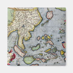 Imán Mapa el   la India del vintage a Nueva Guinea