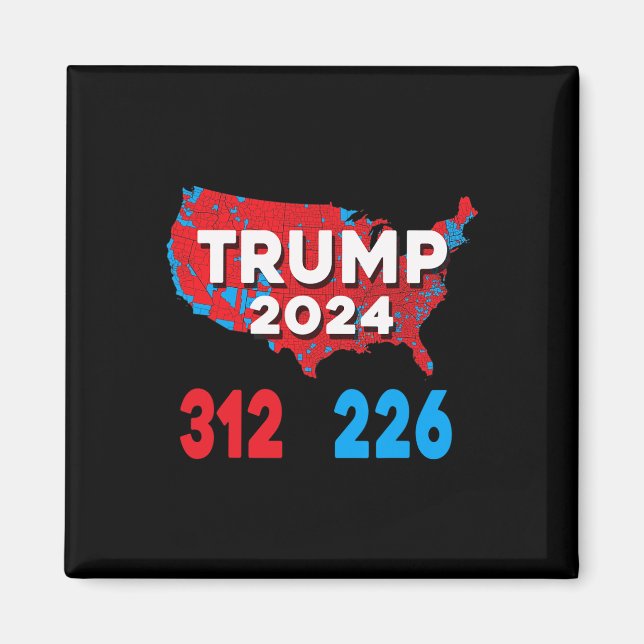Imán Mapa electoral de 2024 Trump 312 Elecciones rojas  (Frente)