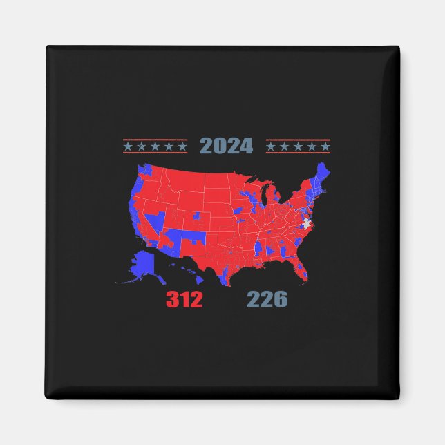 Imán Mapa electoral de 2024 Trump 312 Red 2024 (Frente)