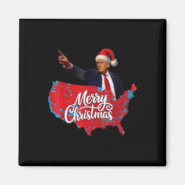 Imán Mapa electoral de Trump Feliz Navidad Santa H (Frente)