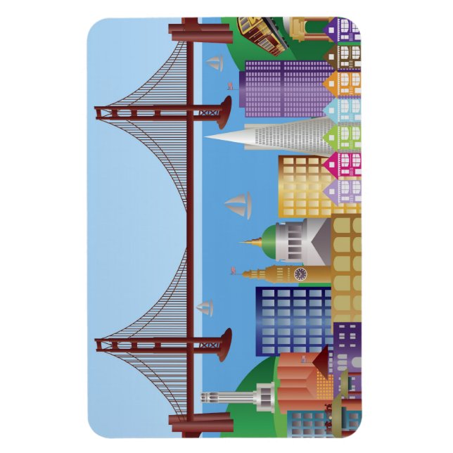 Imán Mapa emblemático de la ciudad de San Francisco (Vertical)