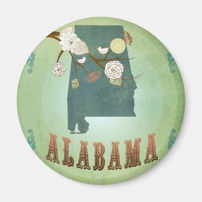 Imán Mapa estatal de Alabama - Verde (Frente)