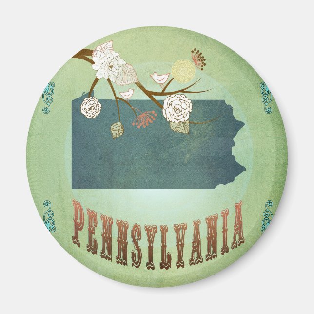 Imán Mapa Estatal de Pennsylvania - Verde (Frente)