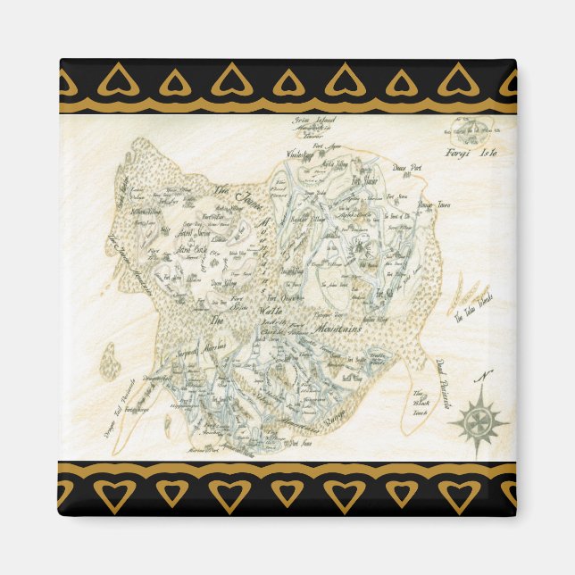 Imán Mapa etiquetado de Trino (Frente)