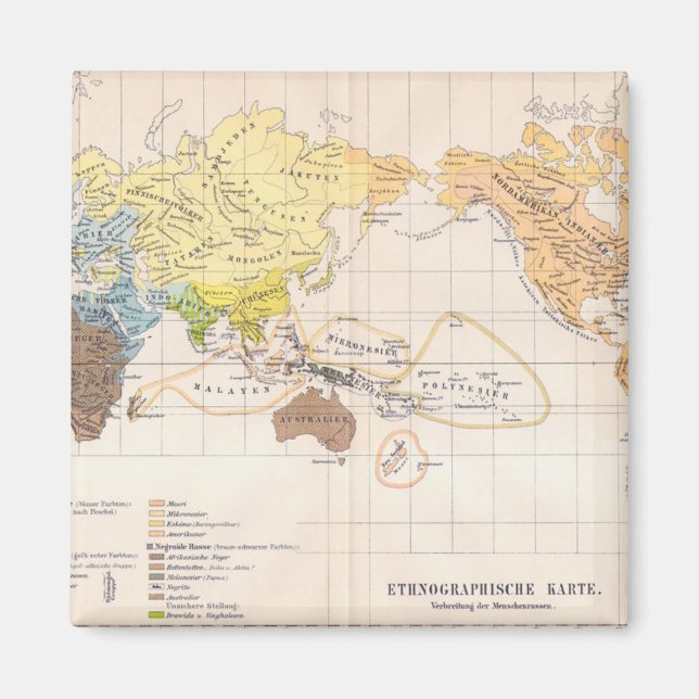 Imán Mapa etnográfico del mundo (Frente)