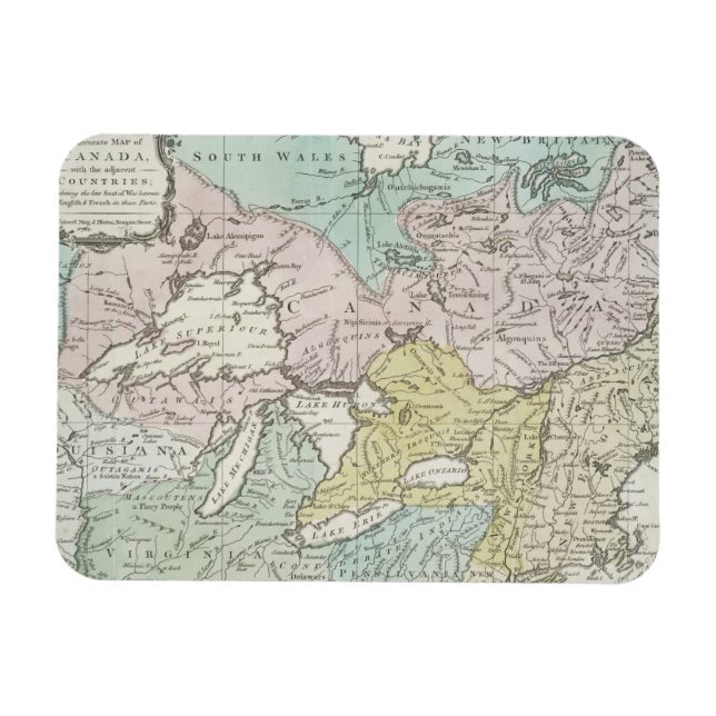 Imán Mapa exacto de Canadá, 1761 (Horizontal)