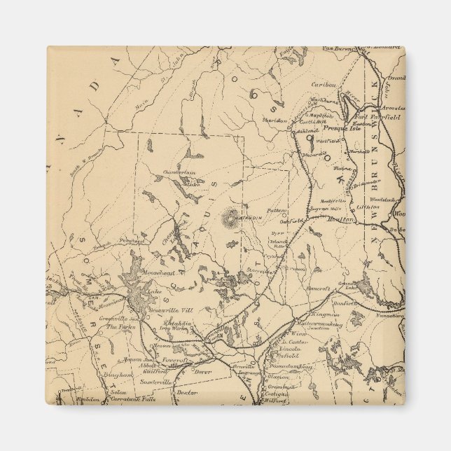 Imán Mapa ferroviario de Maine (Frente)