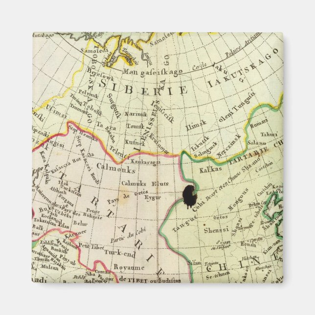 Imán Mapa físico de Asia (Frente)