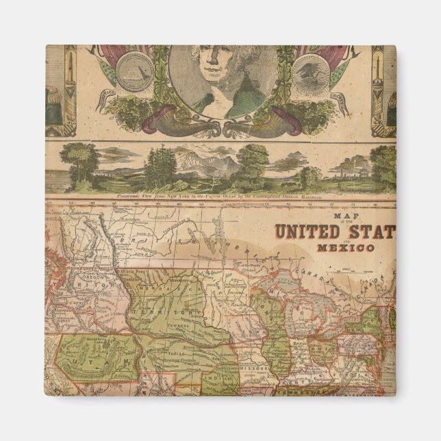 Imán Mapa fundamental de Estados Unidos y México (Frente)