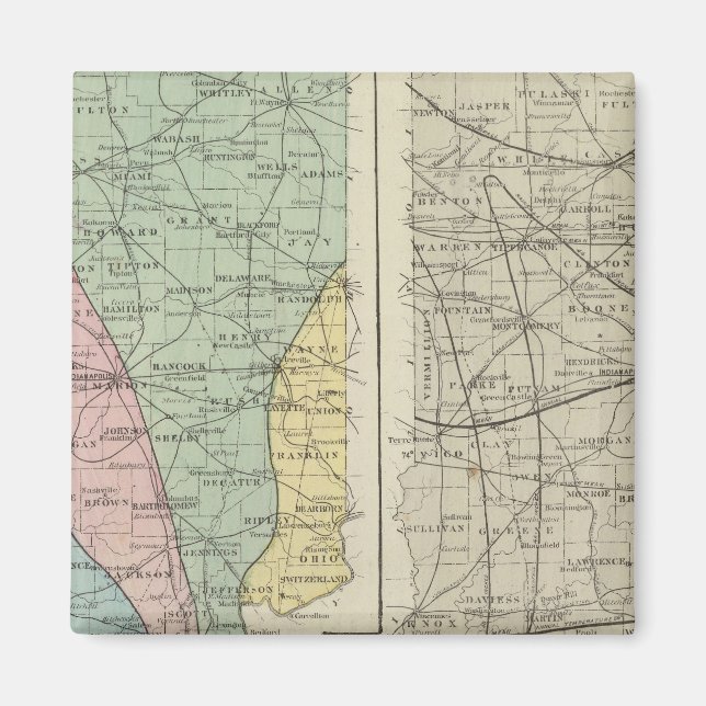 Imán Mapa geológico de Indiana (Frente)