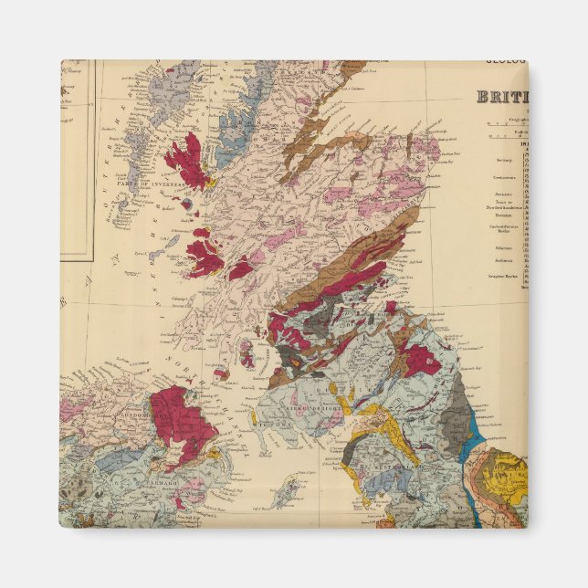 Imán Mapa geológico de las Islas Británicas (Frente)