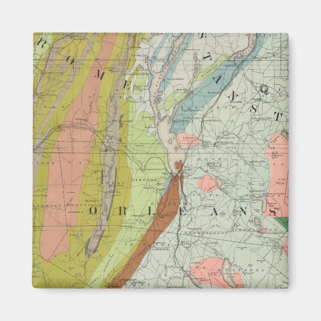Imán Mapa geológico de New Hampshire 3 (Frente)